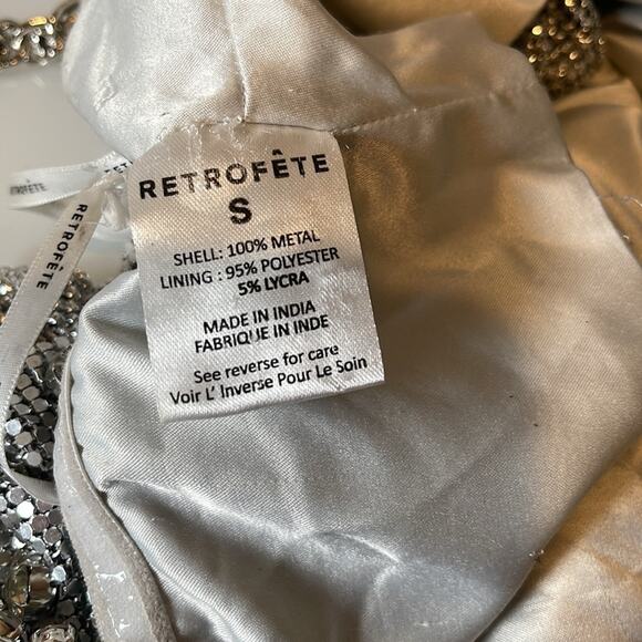 Retrofete Kauren Crystal Embellished Chainmail Crop Top Size Small - Picture 13 of 13